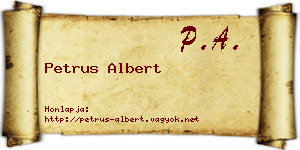 Petrus Albert névjegykártya