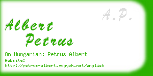 albert petrus business card